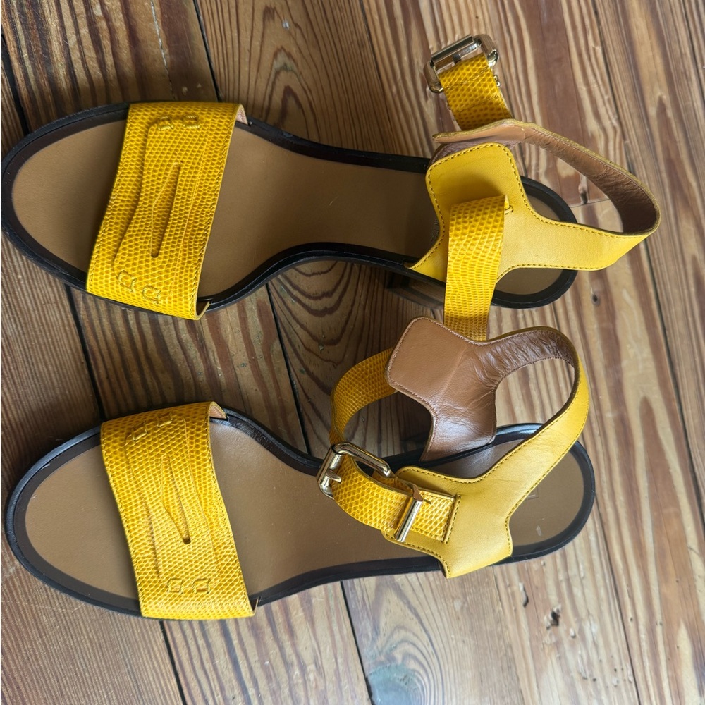 Fendi Yellow Sandals with Buckle Straps